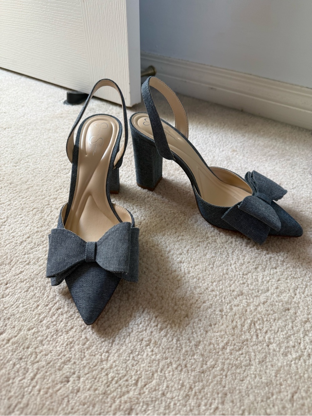 Jessica Simpson Pointed Slingback Heels with Bow Size 8